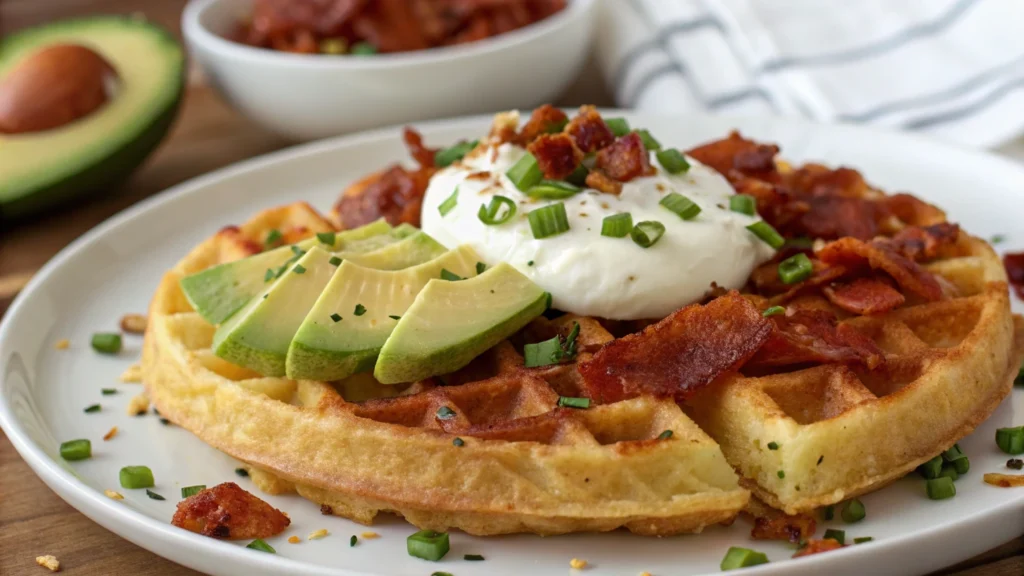 Wafflemaker Hash Browns with delicious toppings.